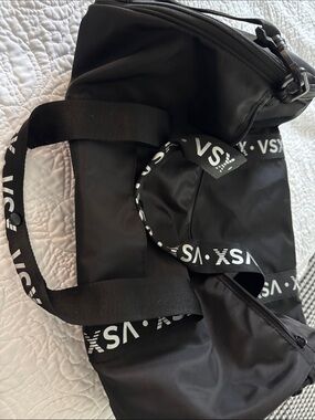 VSX Black Gym Duffel with Branded White Strap